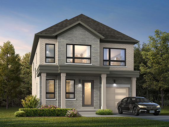 Modern twin townhomes at Trafalgar Highlands featuring stylish architecture and spacious design